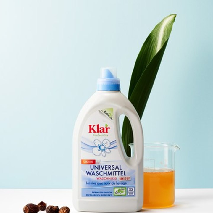 Klar universal laundry detergent with soap nuts, sensitive line, from Germany